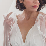 Soft drop veil with narrow lace edge & crystal droplets | ISADORA