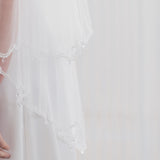 Soft drop veil with narrow lace edge & crystal droplets | ISADORA