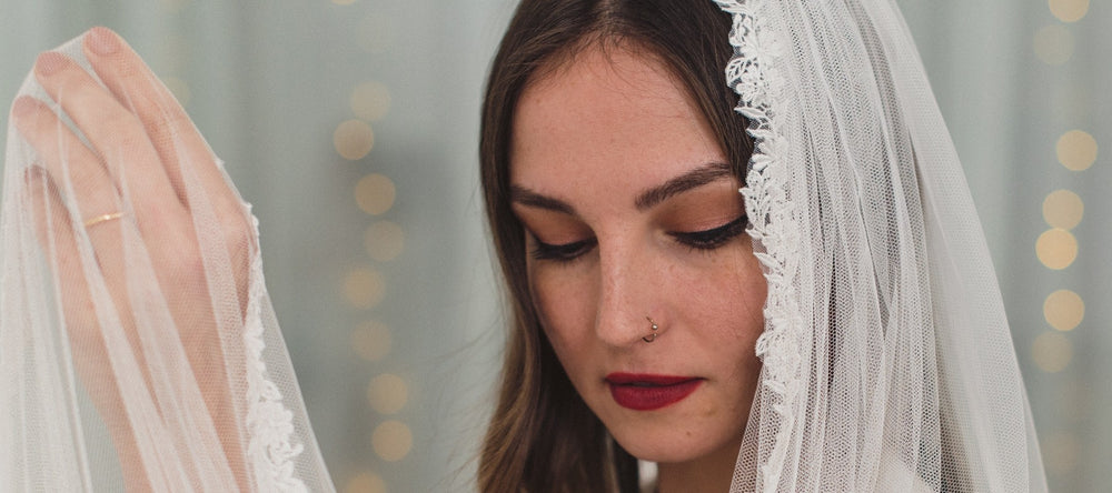 Lace wedding veil, lace edged veil, lace trim bridal veil