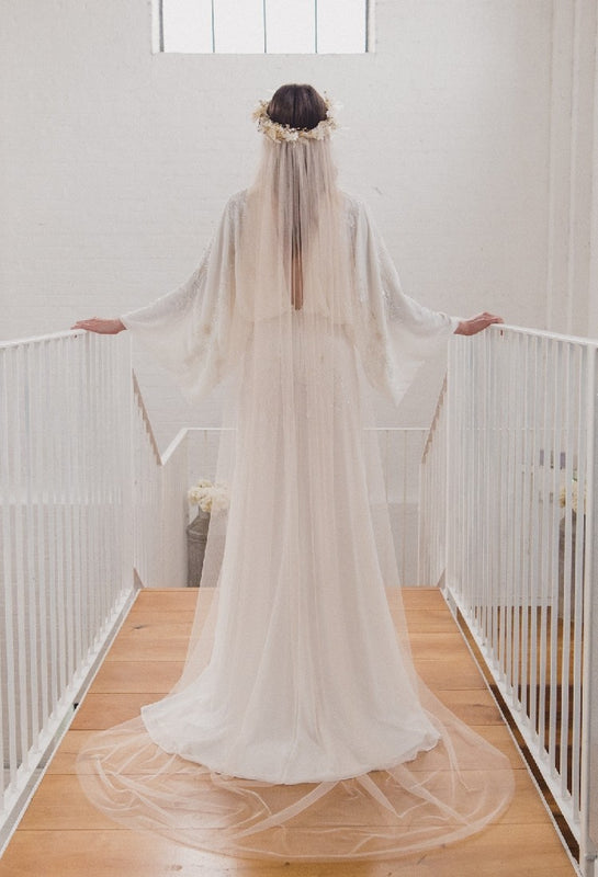 Soft wedding veil, silk tulle veil, boho veil, boho bride, bridal veil, bohemian veil, cool bride, modern veil, flower crown veil, festival bride, woodland wedding, beach wedding veil
