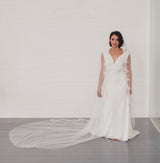 GISELLE | Soft mantilla veil with beaded floral lace