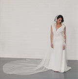 GISELLE | Soft mantilla veil with beaded floral lace