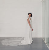 GISELLE | Soft mantilla veil with beaded floral lace