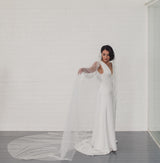 GISELLE | Soft mantilla veil with beaded floral lace