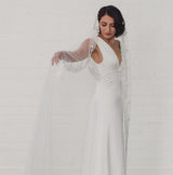 GISELLE | Soft mantilla veil with beaded floral lace