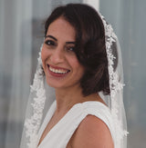 GISELLE | Soft mantilla veil with beaded floral lace