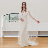 LAURENA | Soft Juliet cap veil with thin boho edge and flowers