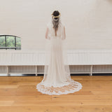 ESME | Boho draped veil with partial Chantilly lace edge