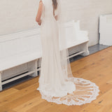 ESME | Boho draped veil with partial Chantilly lace edge