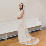 ESME | Boho draped veil with partial Chantilly lace edge