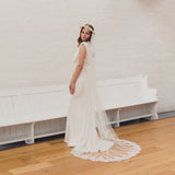 ESME | Boho draped veil with partial Chantilly lace edge