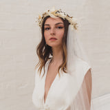 ESME | Boho draped veil with partial Chantilly lace edge