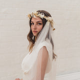 ESME | Boho draped veil with partial Chantilly lace edge