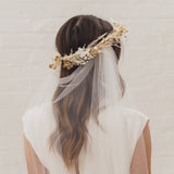 ESME | Boho draped veil with partial Chantilly lace edge