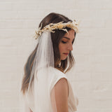 ESME | Boho draped veil with partial Chantilly lace edge