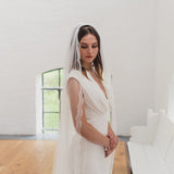 LOLA | Soft single tier veil with narrow Chantilly lace edge