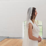 SOPHIA | Soft single tier veil with narrow beaded lace edge