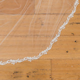 SOPHIA | Soft single tier veil with narrow beaded lace edge