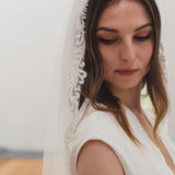 SOPHIA | Soft single tier veil with narrow beaded lace edge