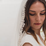 SOPHIA | Soft single tier veil with narrow beaded lace edge