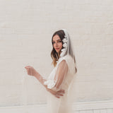 MAY | Soft single tier veil with 3D flowers and leaves