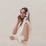 MAY | Soft single tier veil with 3D flowers and leaves