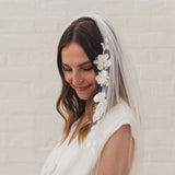 MAY | Soft single tier veil with 3D flowers and leaves