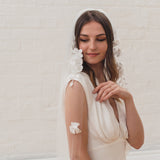 MAY | Soft single tier veil with 3D flowers and leaves
