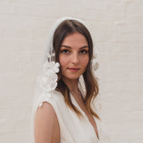 MAY | Soft single tier veil with 3D flowers and leaves