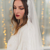 RUBY | Soft single tier veil with narrow lace edge