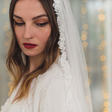 RUBY | Soft single tier veil with narrow lace edge