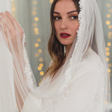 RUBY | Soft single tier veil with narrow lace edge