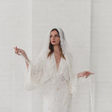 RUBY | Soft single tier veil with narrow lace edge