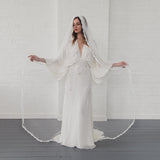 RUBY | Soft single tier veil with narrow lace edge