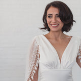 RIVER | Soft draped bridal cape with tassel edge