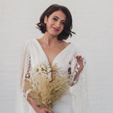RIVER | Soft draped bridal cape with tassel edge