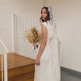REBECCA | Boho Chantilly lace mantilla veil with eyelash edge