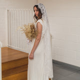 REBECCA | Boho Chantilly lace mantilla veil with eyelash edge