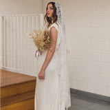 REBECCA | Boho Chantilly lace mantilla veil with eyelash edge