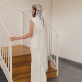 REBECCA | Boho Chantilly lace mantilla veil with eyelash edge