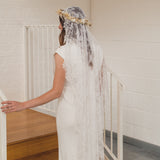 REBECCA | Boho Chantilly lace mantilla veil with eyelash edge