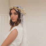 REBECCA | Boho Chantilly lace mantilla veil with eyelash edge