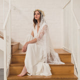 REBECCA | Boho Chantilly lace mantilla veil with eyelash edge