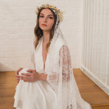 REBECCA | Boho Chantilly lace mantilla veil with eyelash edge