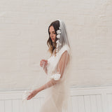 MAY | Soft single tier veil with 3D flowers and leaves
