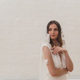 MAY | Soft single tier veil with 3D flowers and leaves