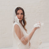MAY | Soft single tier veil with 3D flowers and leaves
