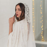 DAWN | Soft mantilla veil with beaded Chantilly lace