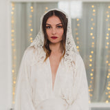 DAWN | Soft mantilla veil with beaded Chantilly lace
