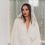 DAWN | Soft mantilla veil with beaded Chantilly lace